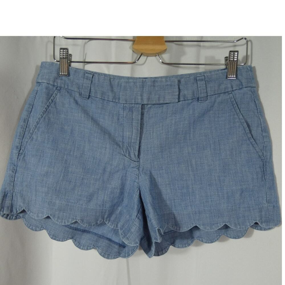 Re-Imagined By J. Crew Scalloped Hem Shorts Size 6 Cotton Preppy Festival
